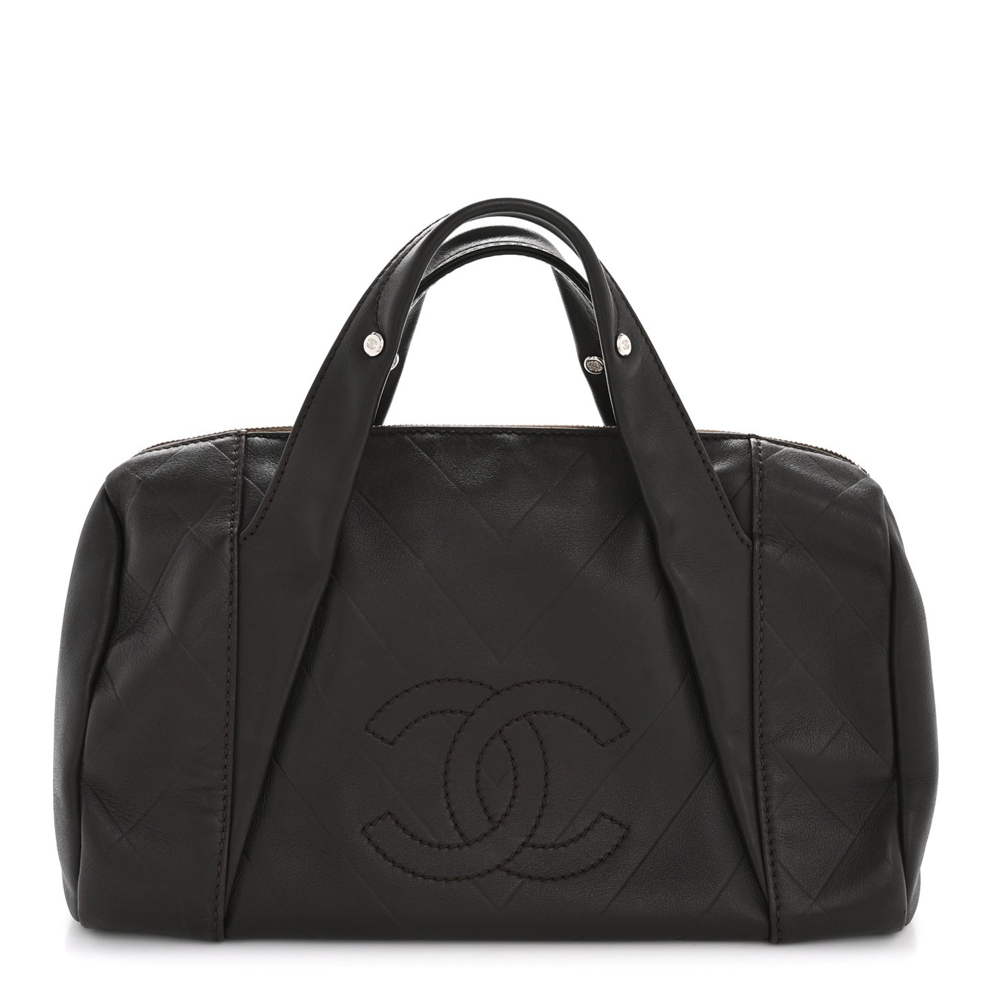 Calfskin Chevron CC All Day Long Boston Brown