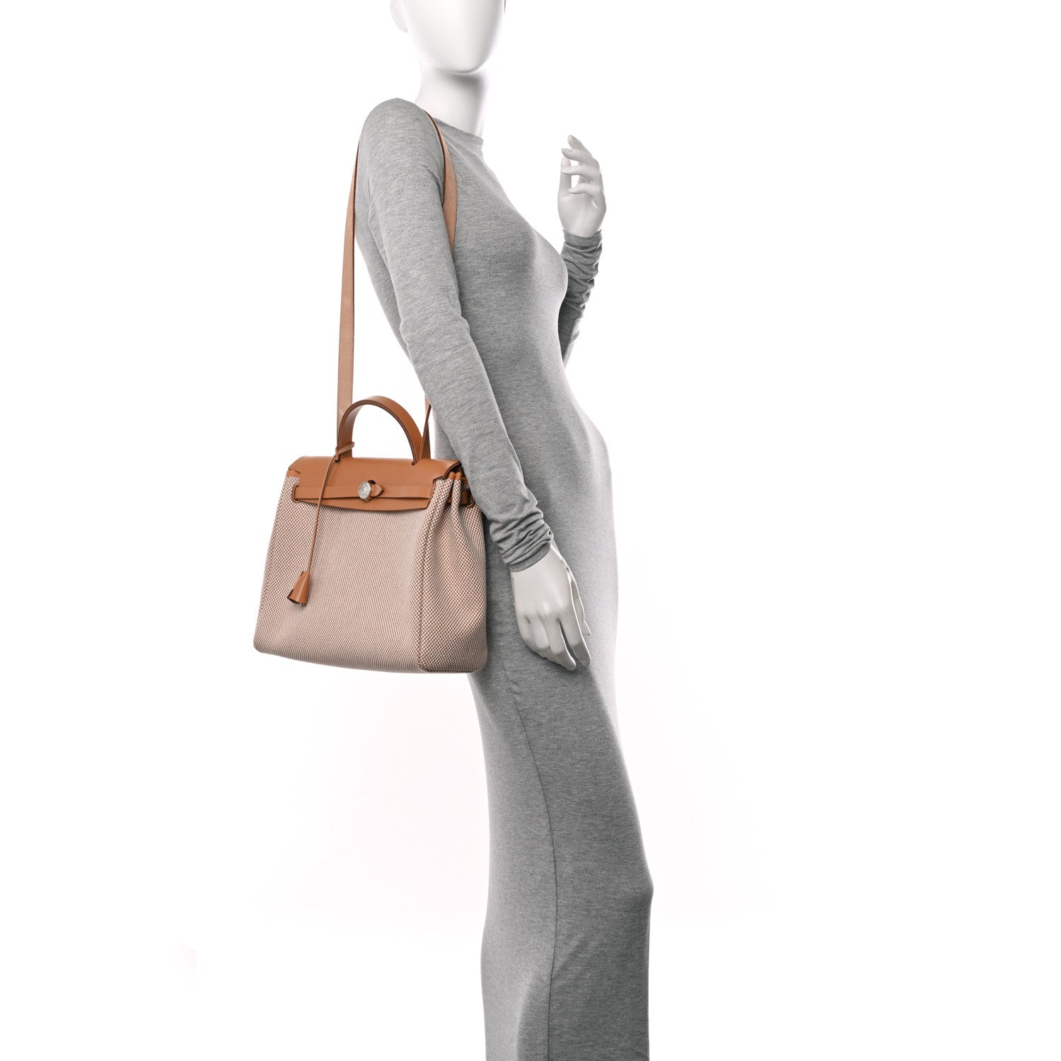Hermes Vache Hunter Criss Viking Herbag Zip Retourne 31 PM Ecru Beige Naturel 2 of 11