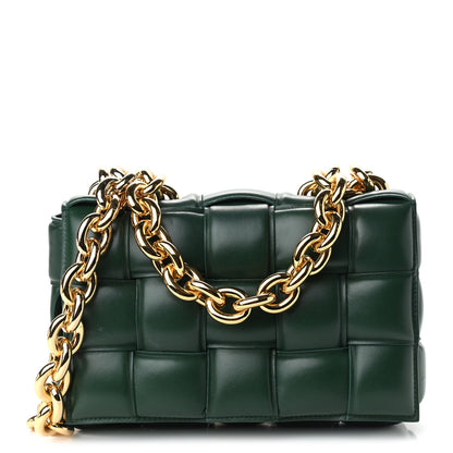Bottega Veneta Lambskin Maxi Intreccio Padded Chain Cassette Crossbody Bag Raintree 1 of 10