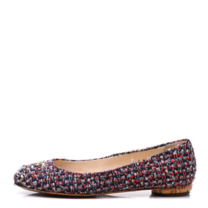 Chanel Tweed Crystal CC Ballerina Flats 38 Multicolor 1 of 10