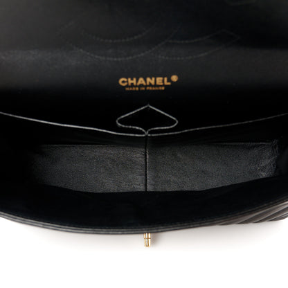 Chanel Lambskin Chevron Quilted Jumbo Double Flap Black 5 of 11