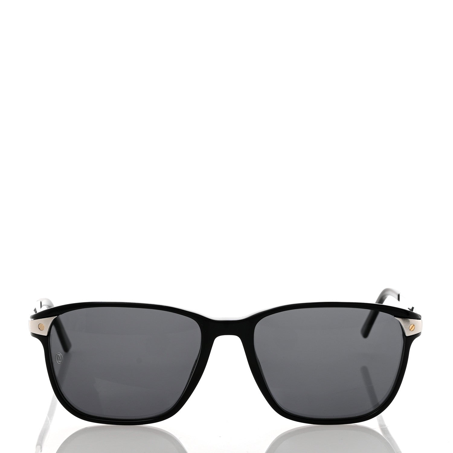 Cartier Acetate CT0075S Rectangular Sunglasses Black Silver Grey 2 of 8