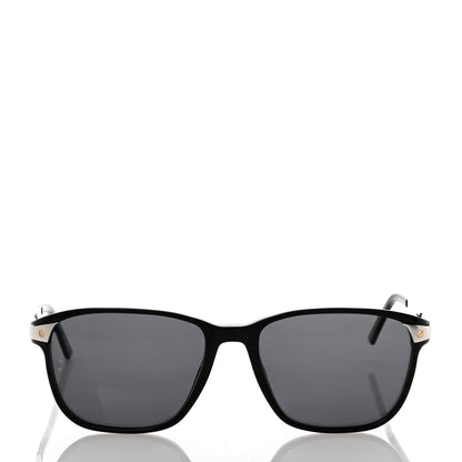 Cartier Acetate CT0075S Rectangular Sunglasses Black Silver Grey 2 of 8