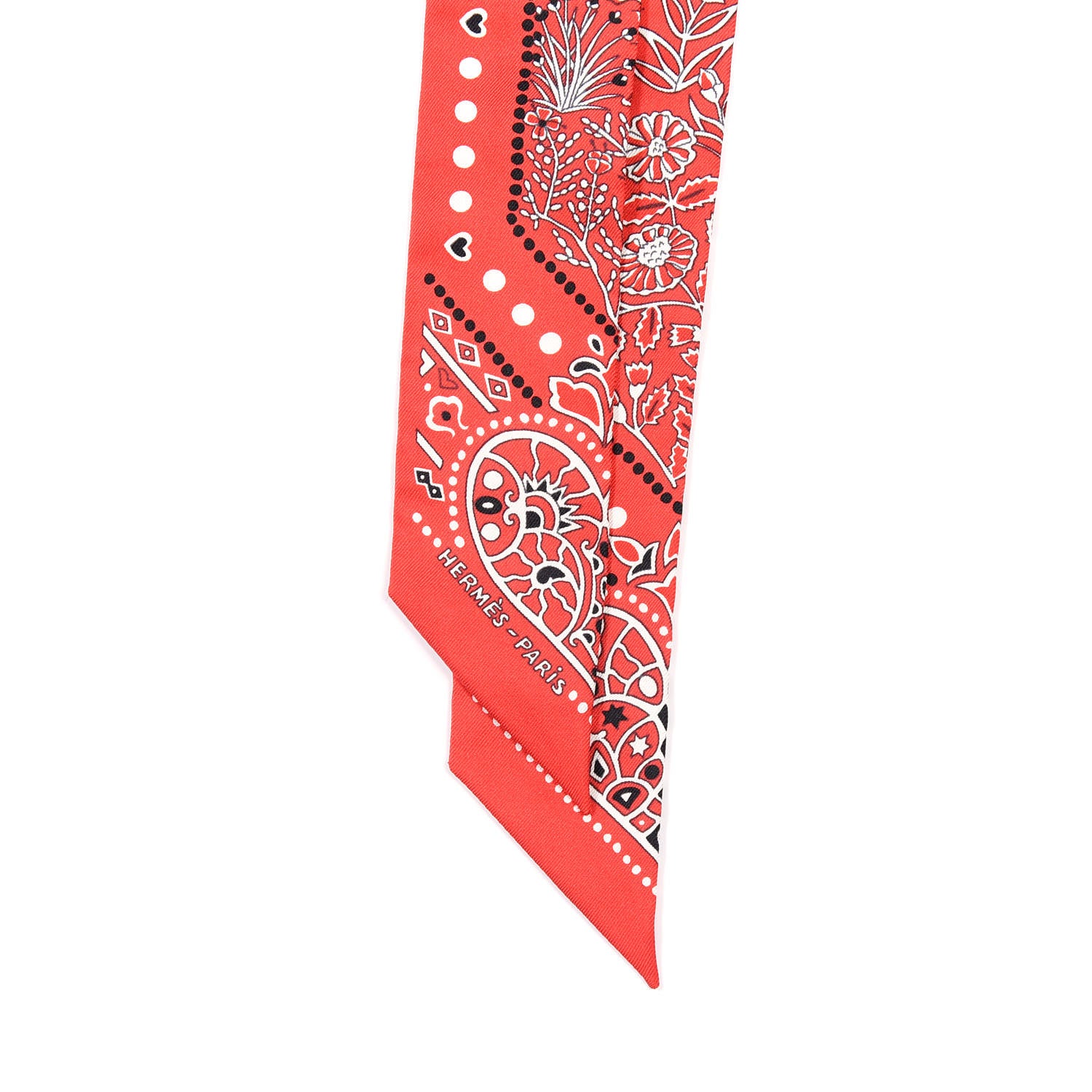 Hermes Silk Entre Ciel Et Mer Twilly Rouge White Black 3 of 4