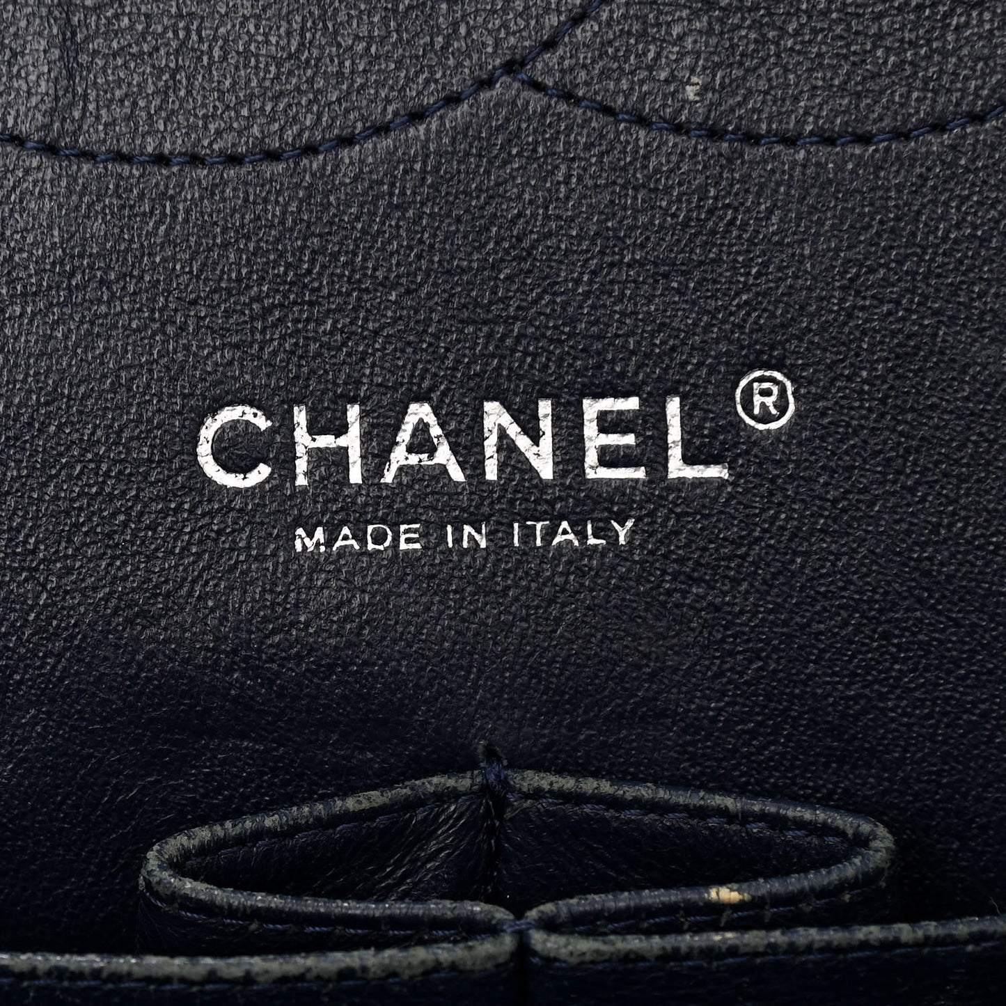 Caviar Quilted Jumbo Double Flap Navy Blue
