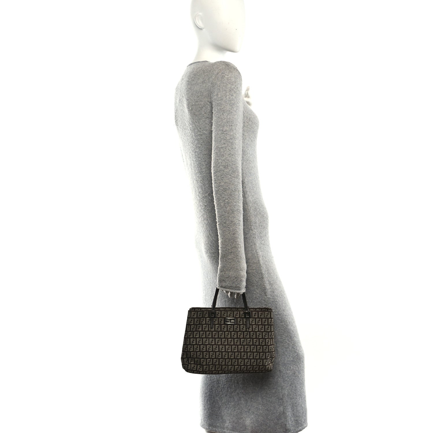 Fendi Zucchino Vitello Small Tote Testa di Moro Beige 2 of 11