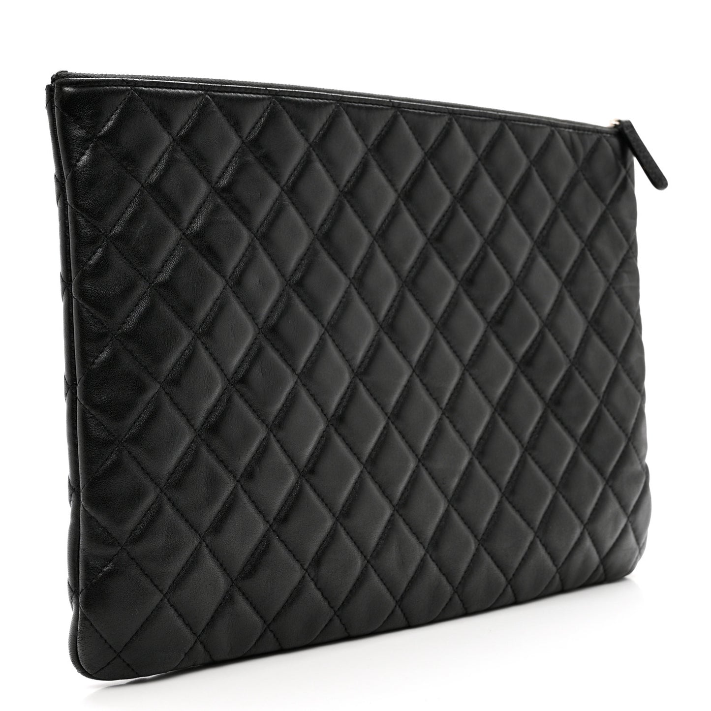 Lambskin Quilted Large Cosmetic Case Black