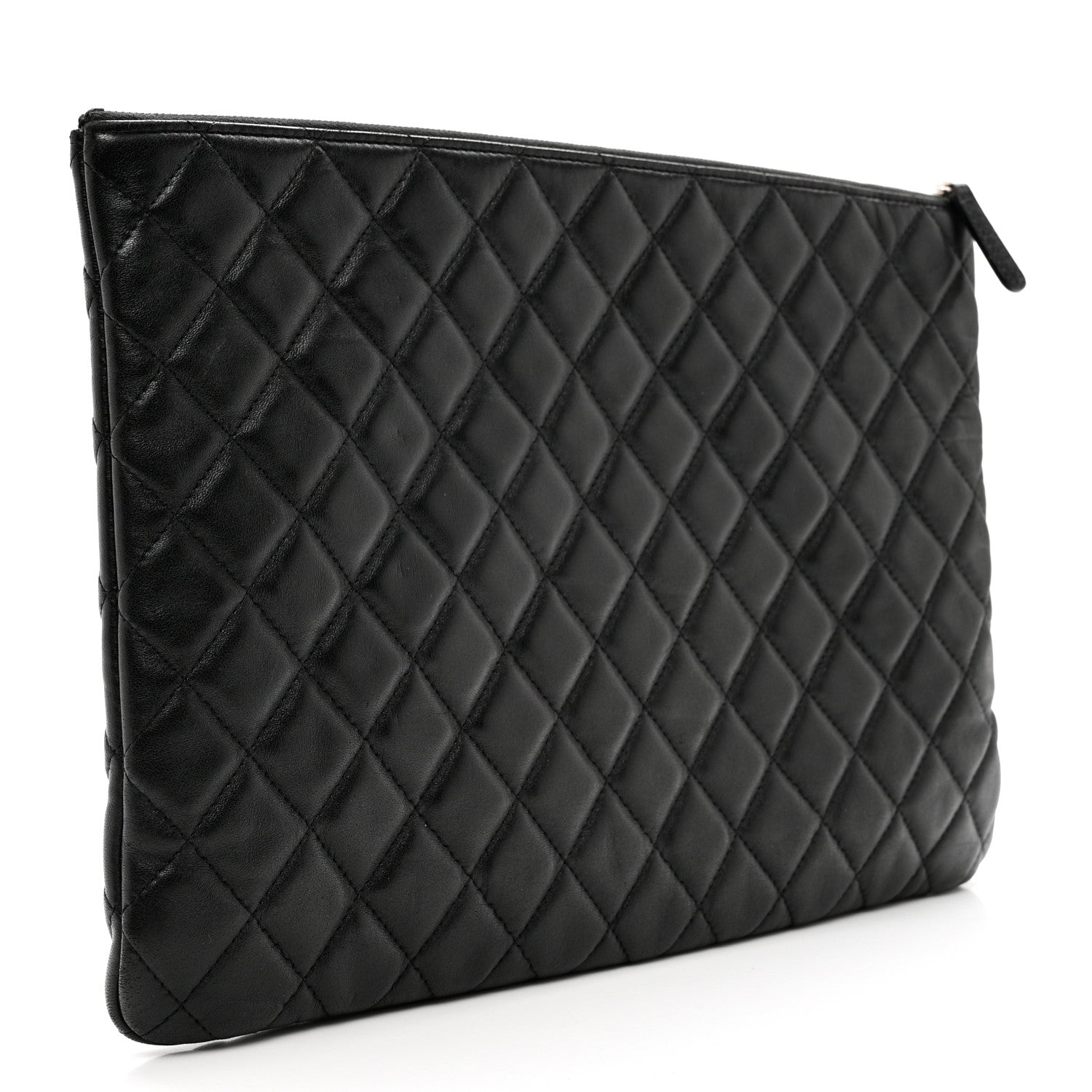Chanel Lambskin Quilted Large Cosmetic Case Black 3 of 7