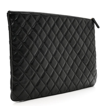 Chanel Lambskin Quilted Large Cosmetic Case Black 3 of 7
