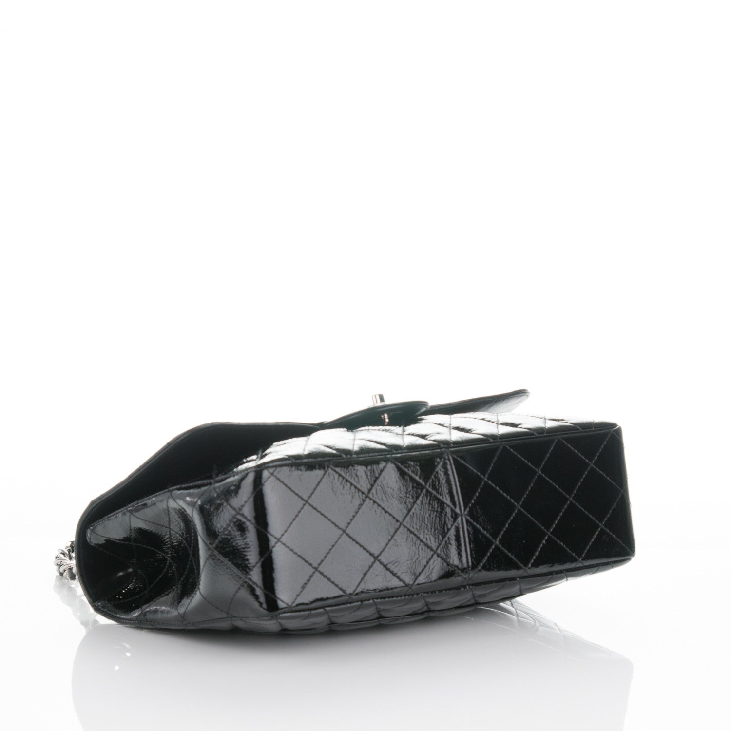 Chanel Distressed Patent Quilted Jumbo Single Flap Black 4 of 7