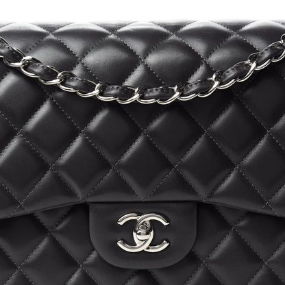 Chanel Lambskin Quilted Jumbo Double Flap Dark Grey 12 of 12