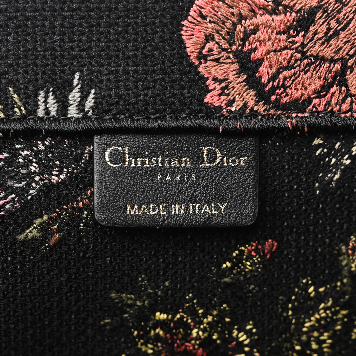 Christian Dior Canvas Embroidered Large Book Tote Black Multicolor 6 of 10