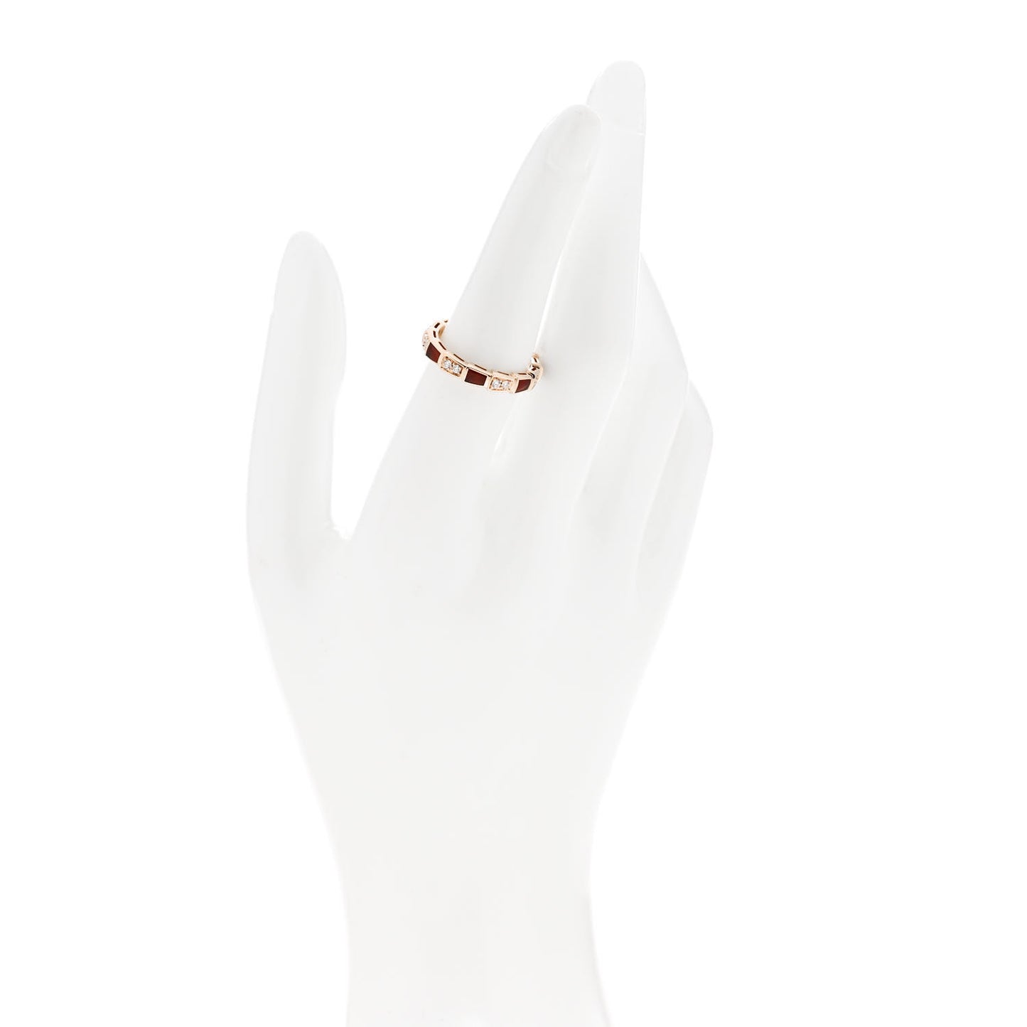 18K Rose Gold Diamond Carnelian 4mm Serpenti Viper Band Ring 54 6.75