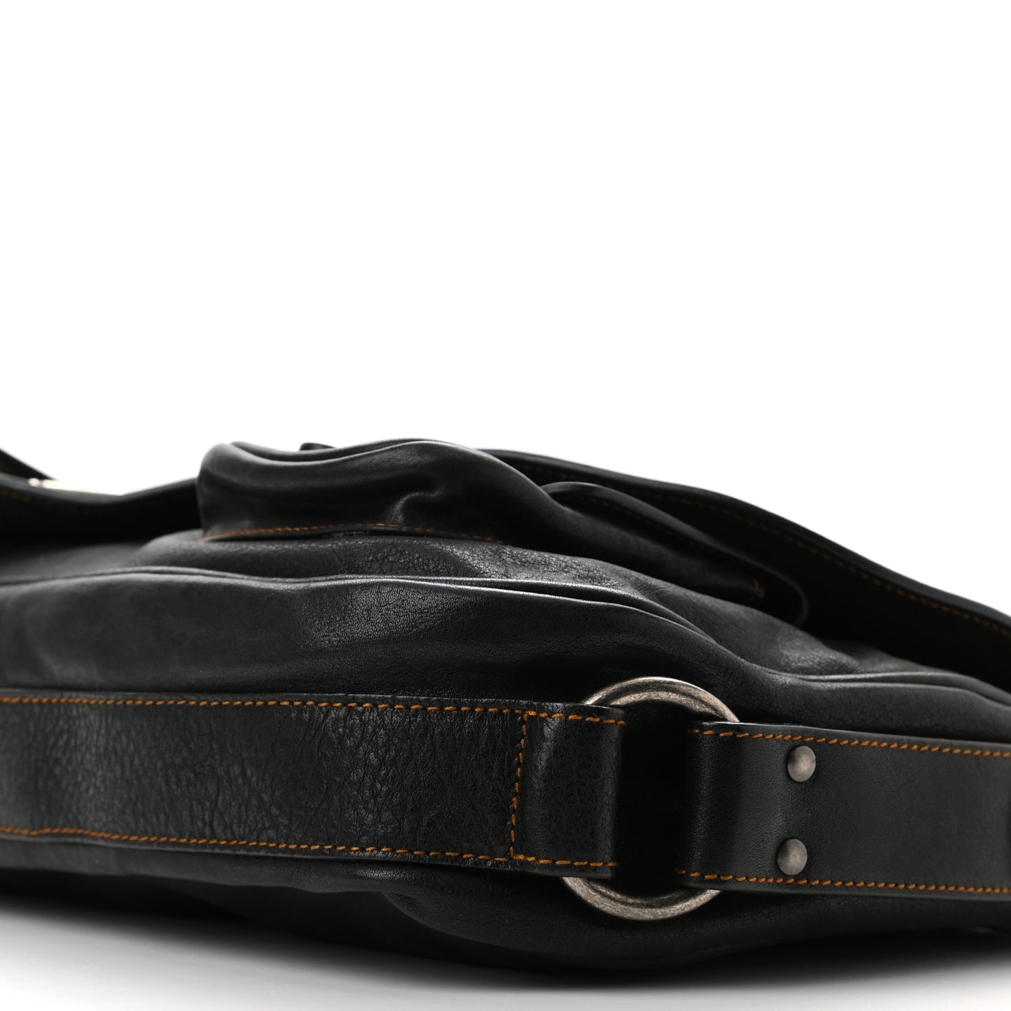 Calfskin Medium Gaucho Double Saddle Bag Black