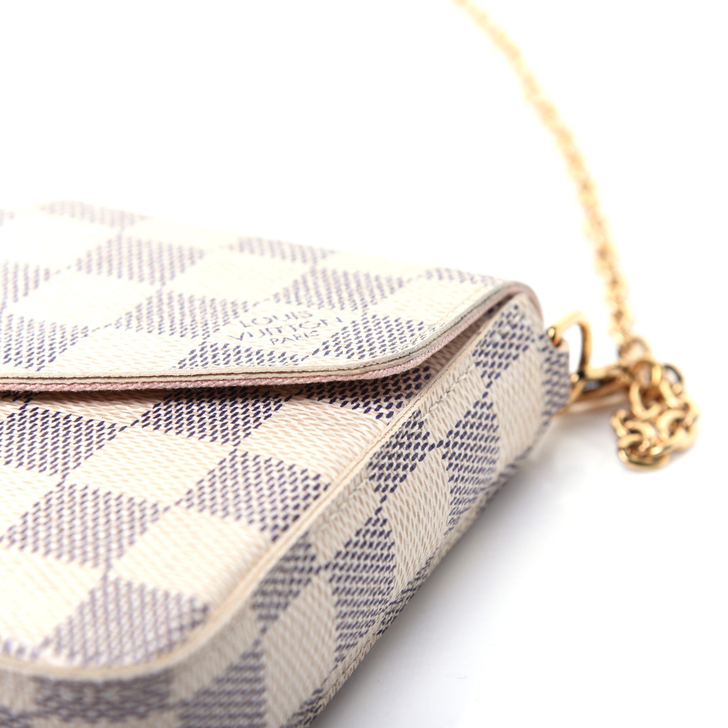 Louis Vuitton Damier Azur Pochette Felicie Chain Wallet Rose Ballerine 13 of 19