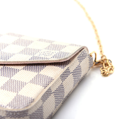 Louis Vuitton Damier Azur Pochette Felicie Chain Wallet Rose Ballerine 13 of 19