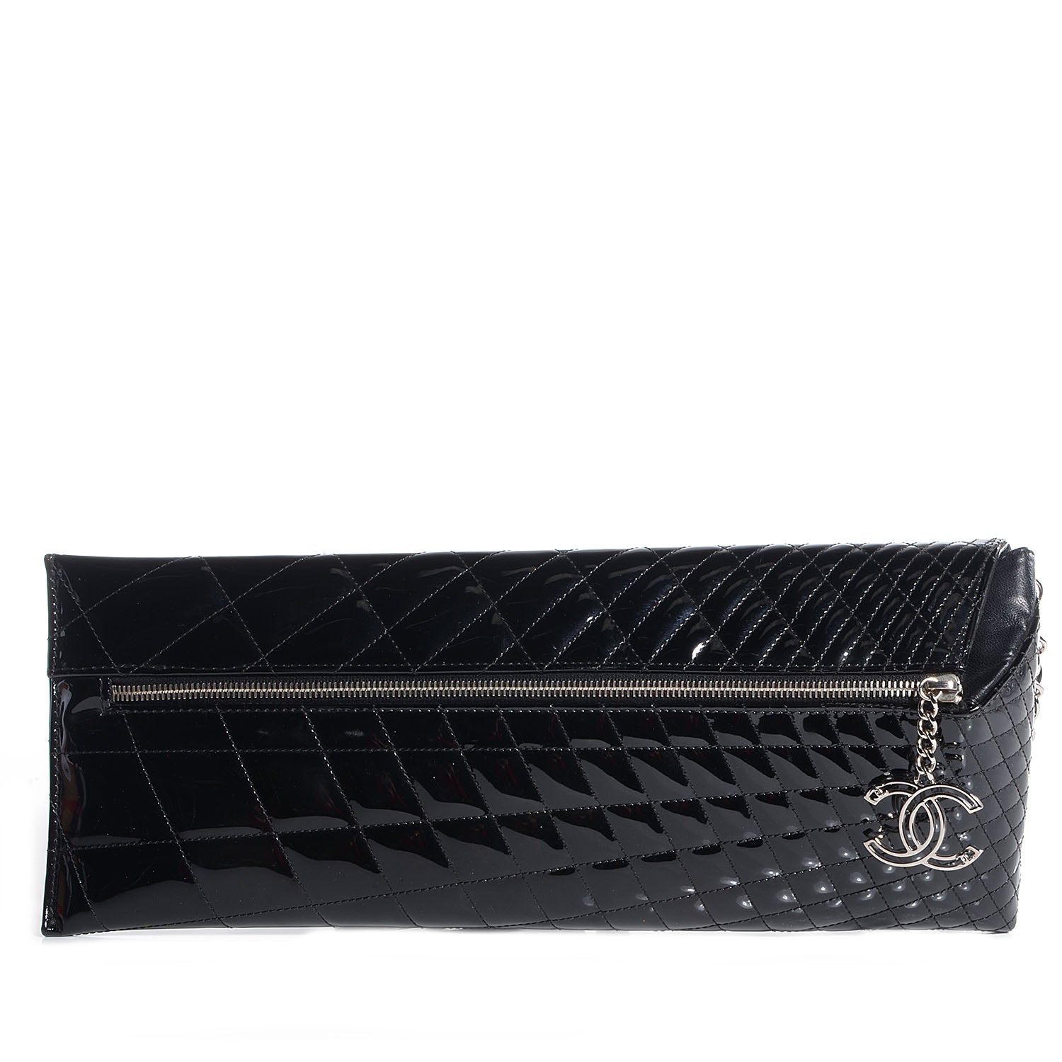 Chanel Patent Geometric Quilted Large Kaleidoscope Clutch Black 1 of 7