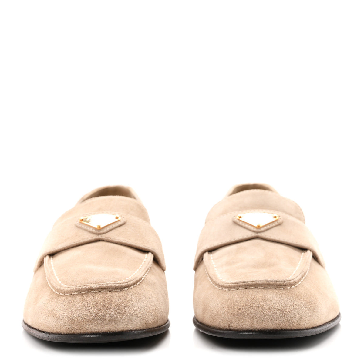 Suede Calfskin Metal Triangle Logo 10mm Loafers 38.5 Corda