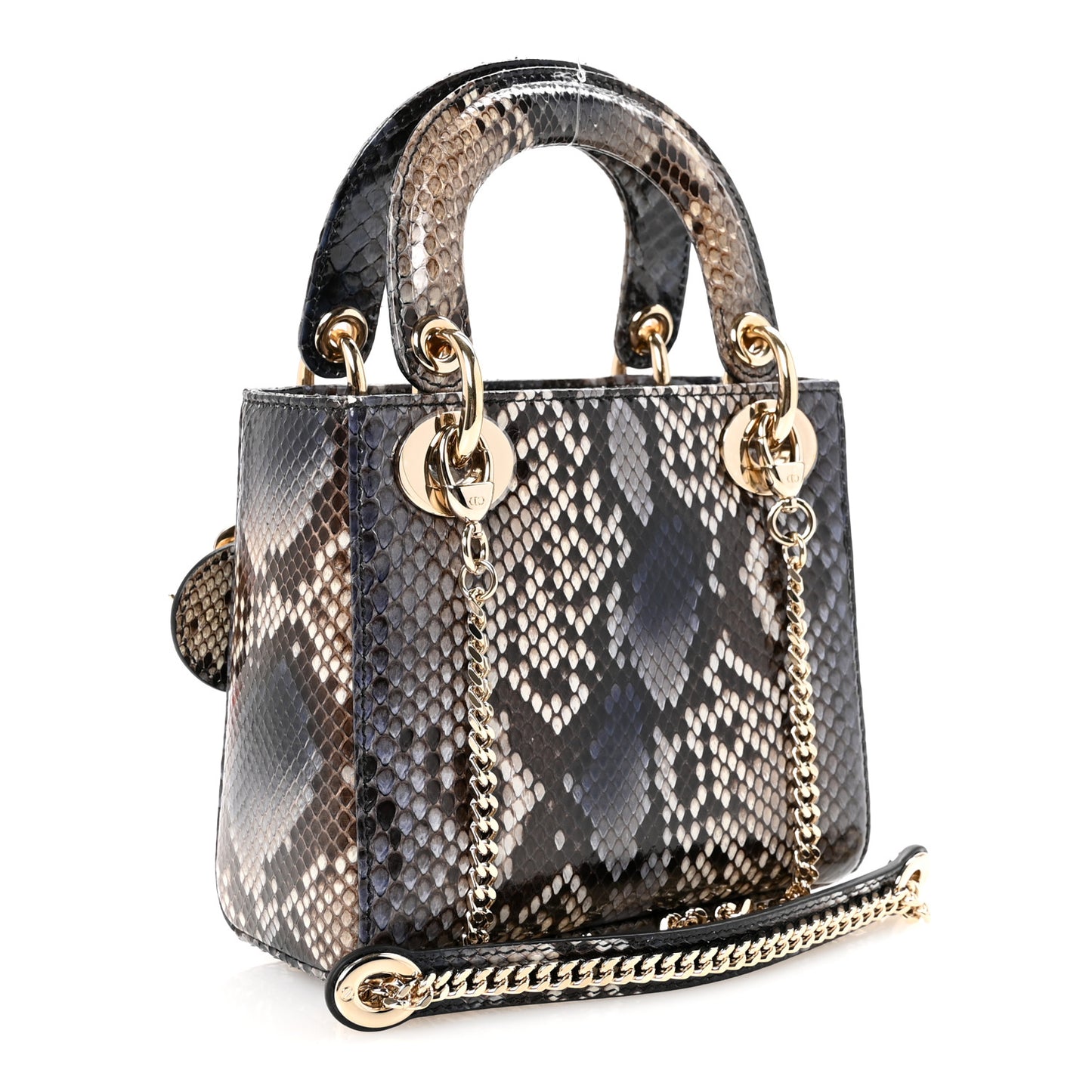 Snakeskin Mini Lady Dior Bleu Multicolor
