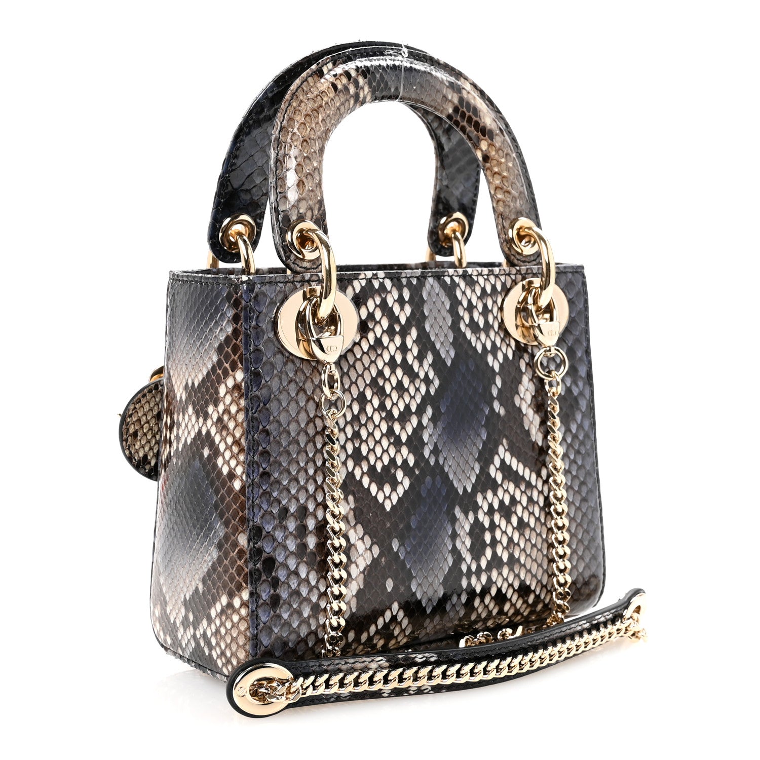 Christian Dior Snakeskin Mini Lady Dior Bleu Multicolor 3 of 10