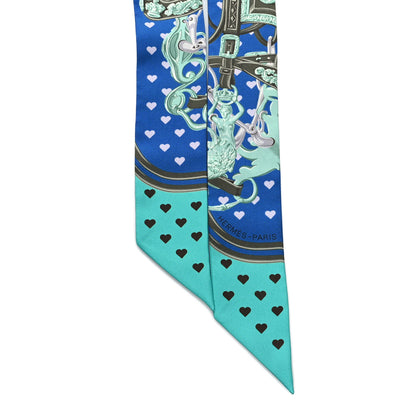 Hermes Silk Brides De Gala Love Twilly Cobalt Kaki Turquoise 2 of 4