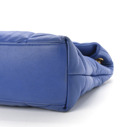 Saint Laurent Lambskin Quilted Medium Loulou Puffer Monogram Chain Satchel Majorele Blue 11 of 13