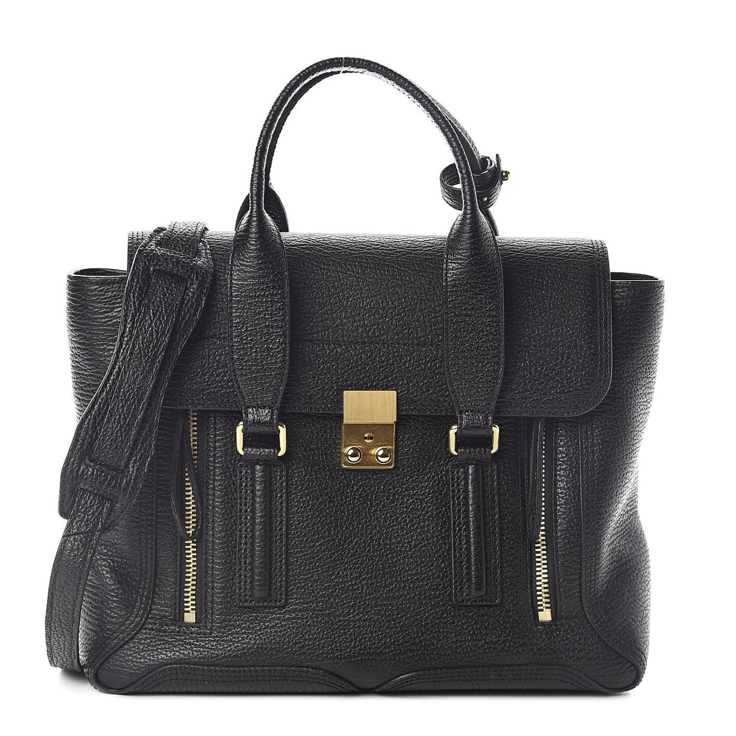 3.1 Textured Calfskin Medium Pashli Satchel Black