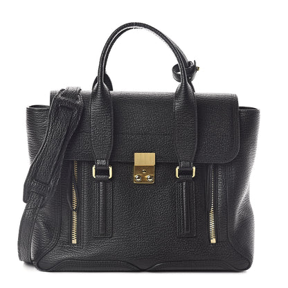 3.1 Phillip Lim 3.1 Textured Calfskin Medium Pashli Satchel Black 1 of 9