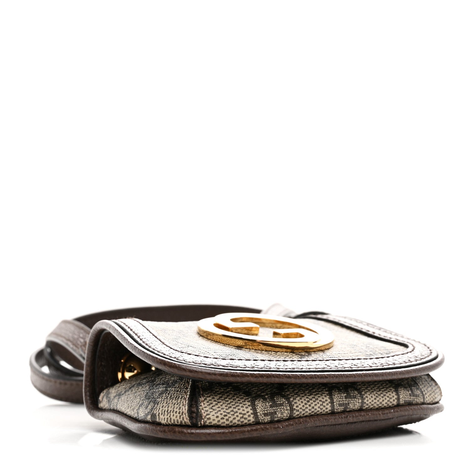 Gucci GG Supreme Monogram Textured Dollar Calfskin Blondie Card Case Wallet with Strap Beige Ebony New Acero 4 of 10
