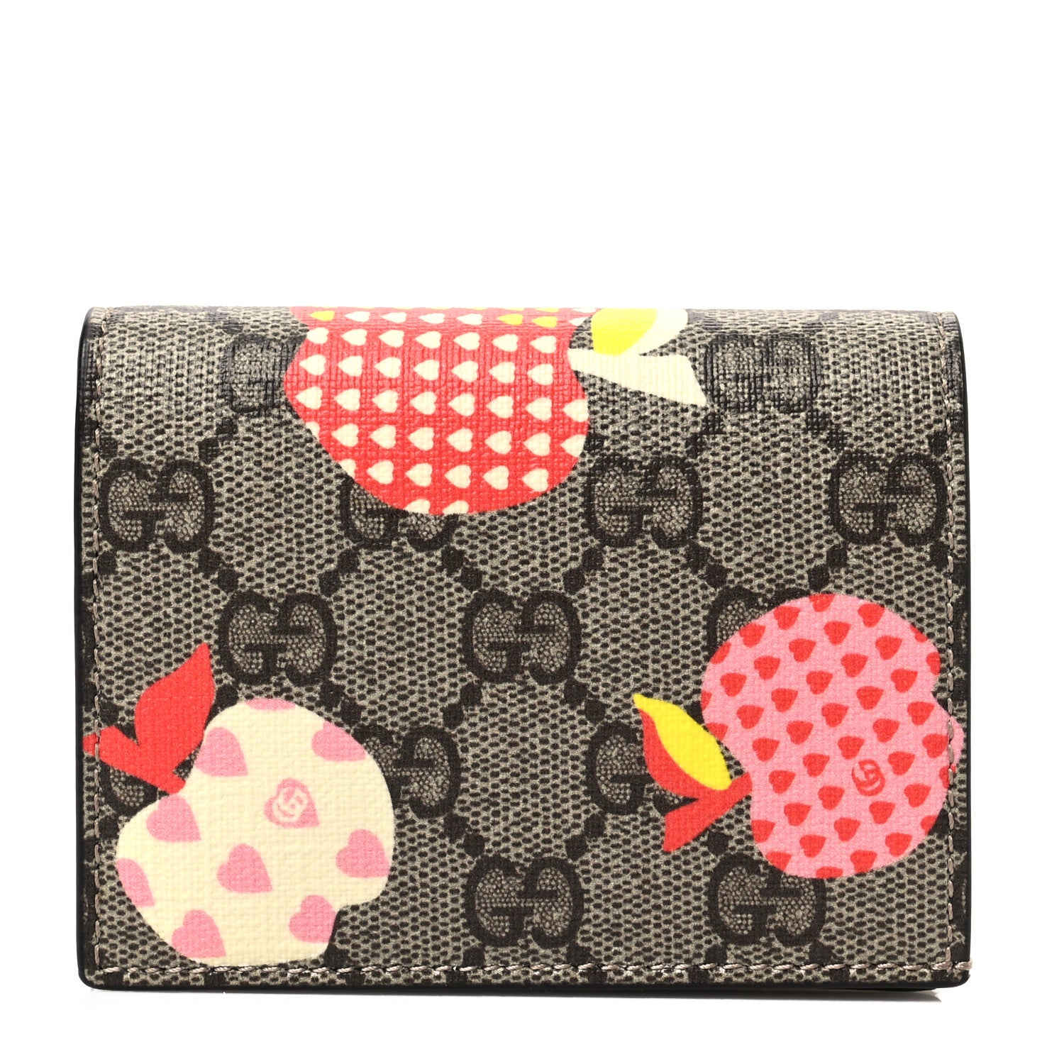 Gucci GG Supreme Monogram Les Pommes Card Case Wallet Beige Multicolor Mystic White 1 of 7