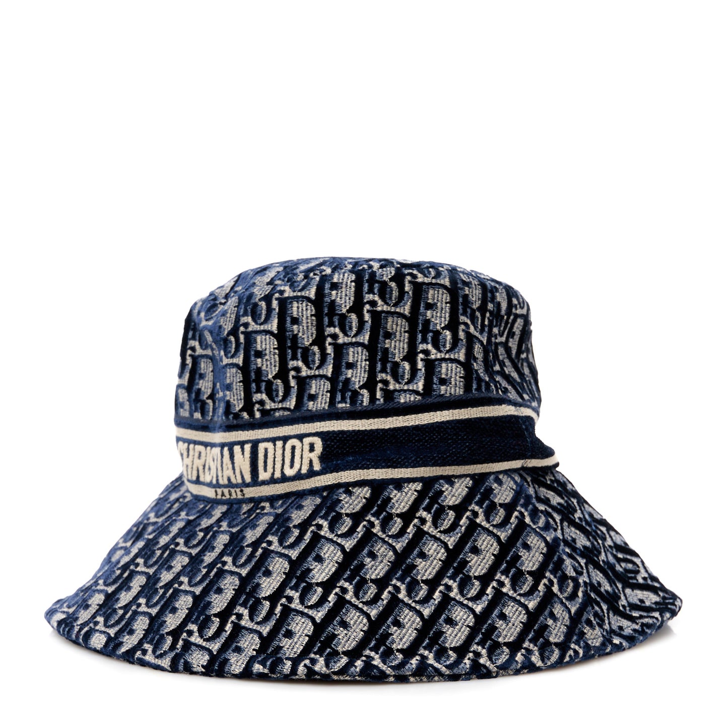Velvet Oblique Large Brim Bucket Hat 57 Bleu Marine