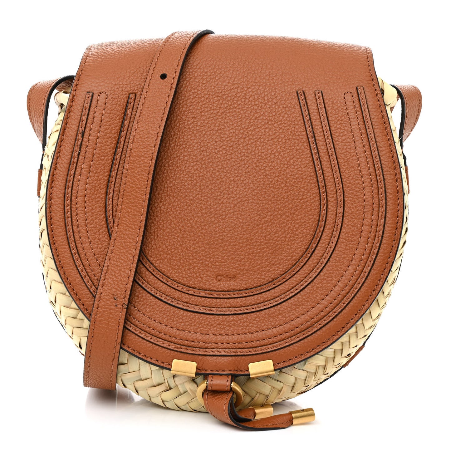 Raffia Calfskin Marcie Basket Small Marcie Round Crossbody Bag Tan