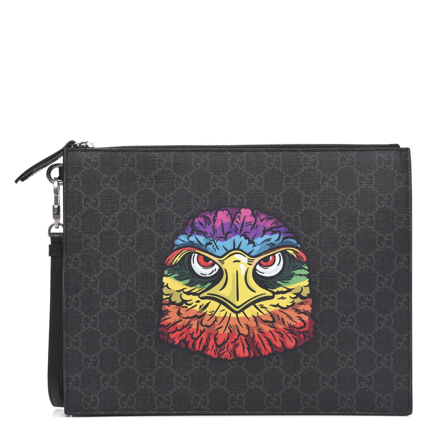 GG Supreme Monogram Rainbow Eagle Documents Holder Black Grey Multicolor