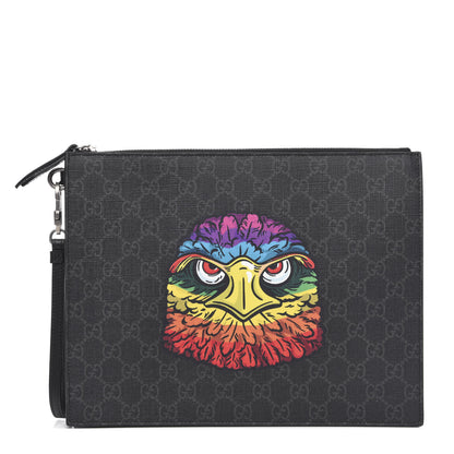 Gucci GG Supreme Monogram Rainbow Eagle Documents Holder Black Grey Multicolor 1 of 10