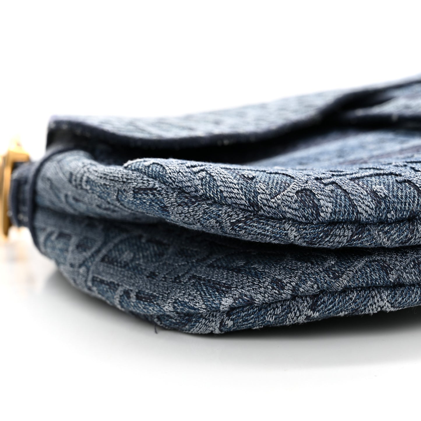 Oblique Embroidered Saddle Bag Denim Blue