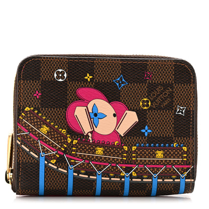 Louis Vuitton Damier Ebene 2020 Christmas Animation Roller Coaster Zippy Coin Purse Pivoine 1 of 9