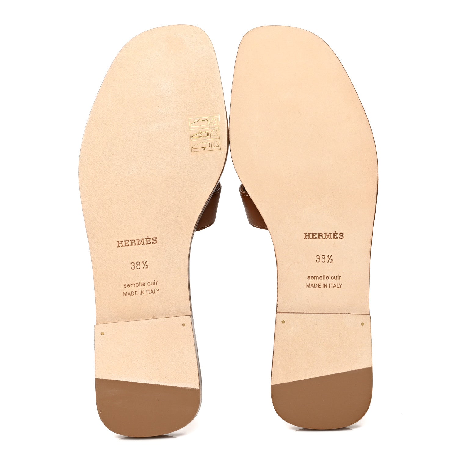 Hermes Box Calfskin Oran Sandals 38.5 Gold 5 of 9