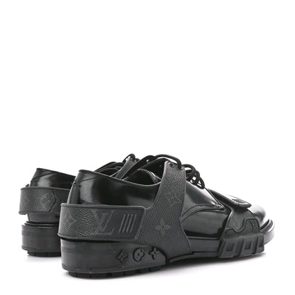 Louis Vuitton Monogram Eclipse Calfskin Mens Derby LV Derby Harness Shoes 8.5 Black 4 of 10