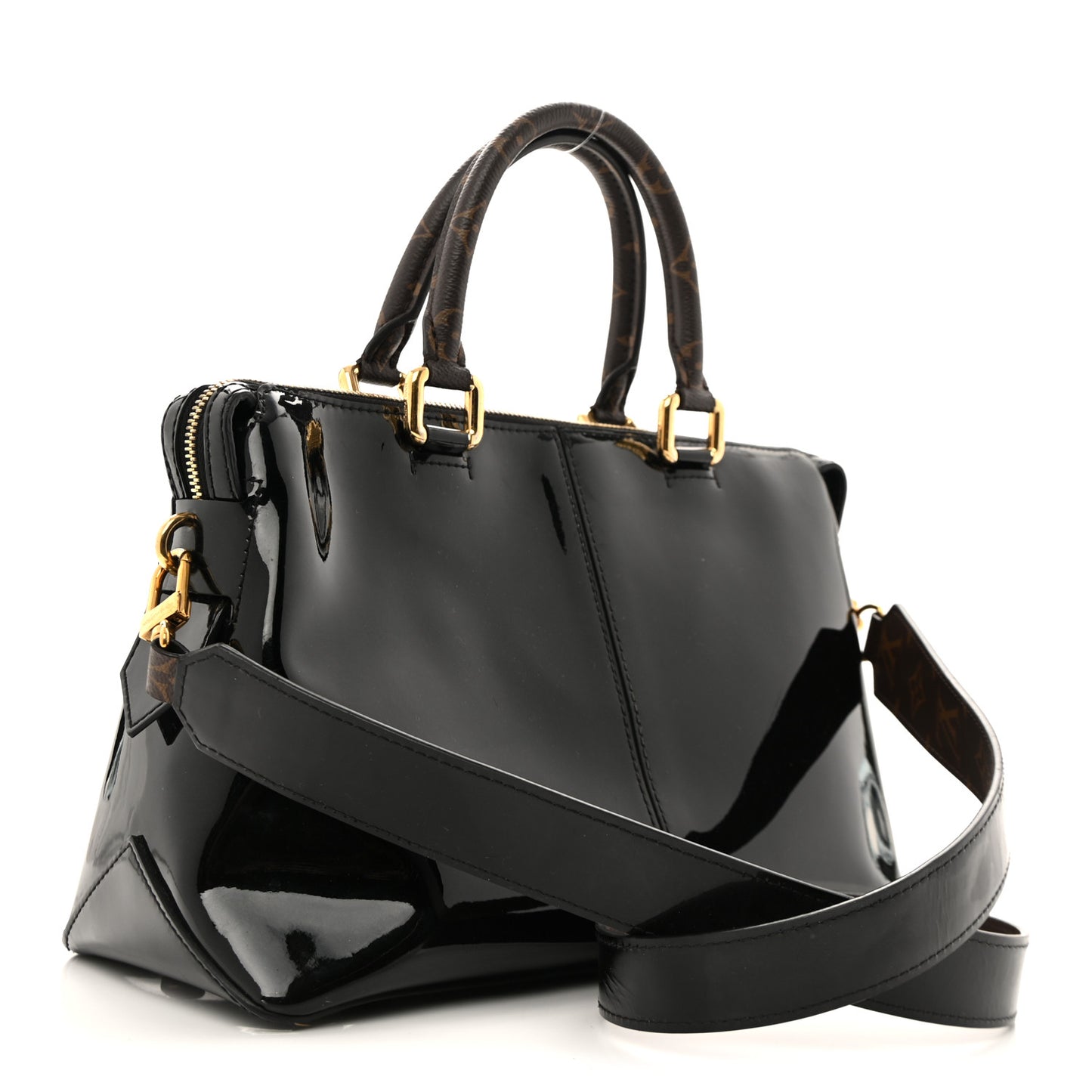 Patent Calfskin Miroir Tote Black