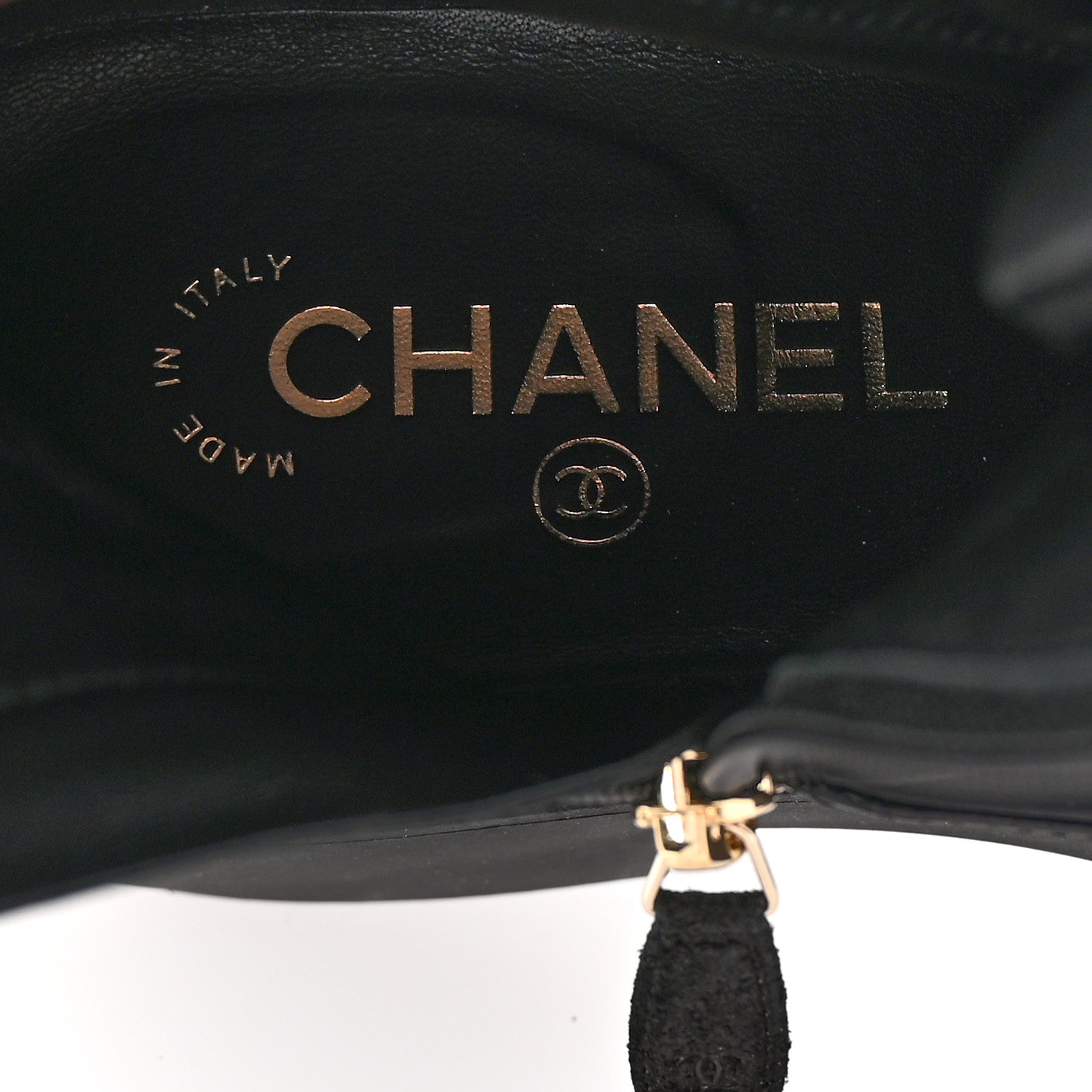 Chanel Nylon Suede Patent Calfskin Womens CC Lace Up Boots 38.5 Black 9 of 10