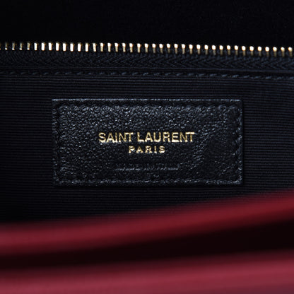 Saint Laurent Grain de Poudre Matelasse Chevron Medium Tribeca Shopping Bag Garnet 8 of 11