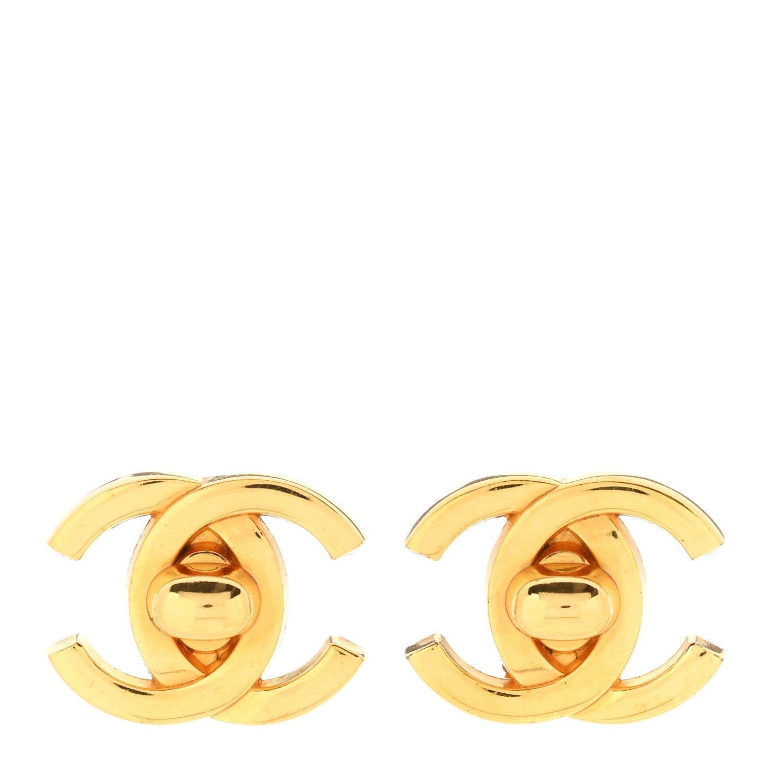 Chanel Metal CC Turnlock Clip On Earrings Gold 1 of 5