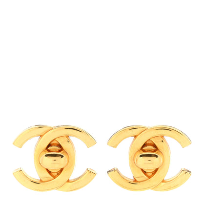 Chanel Metal CC Turnlock Clip On Earrings Gold 1 of 5