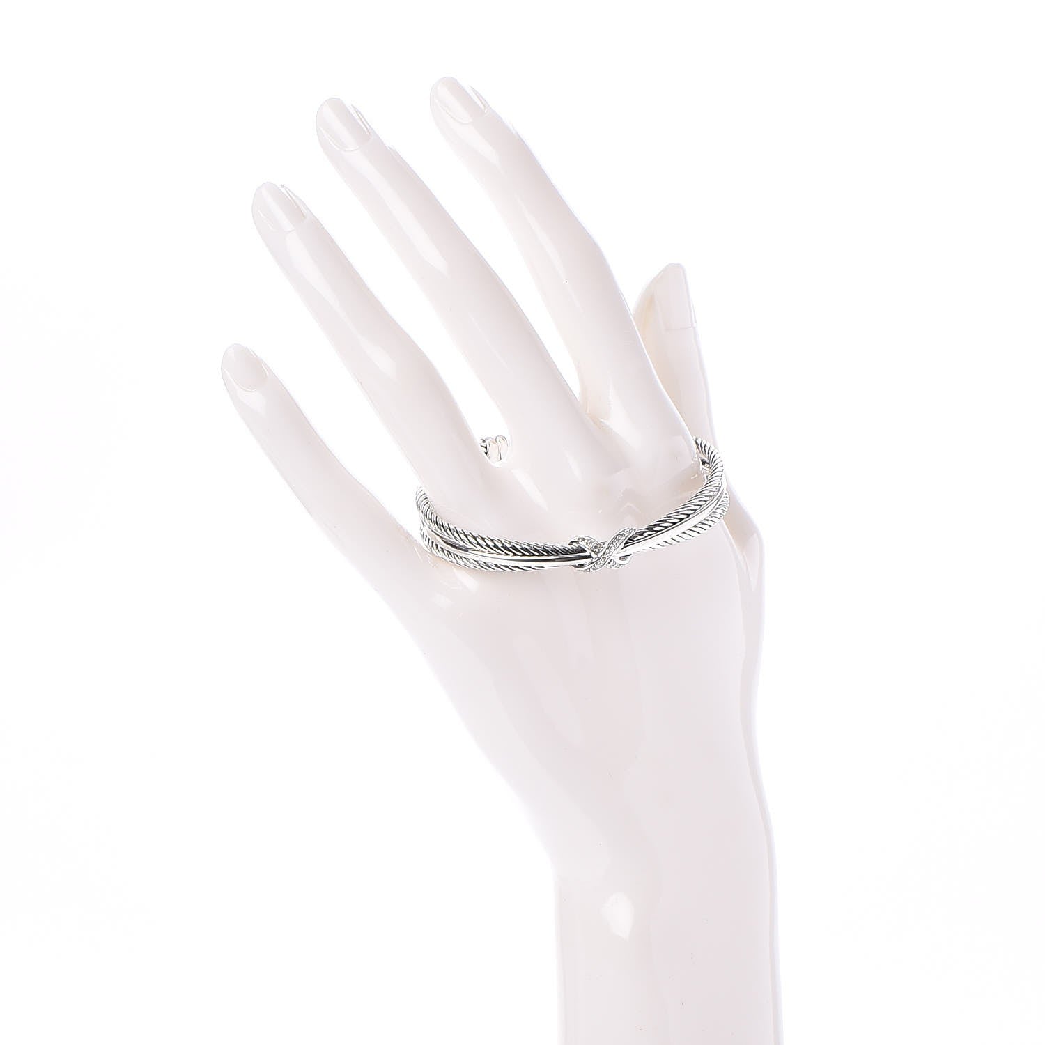 David Yurman Sterling Silver Diamond 7mm X Crossover Cuff 2 of 5