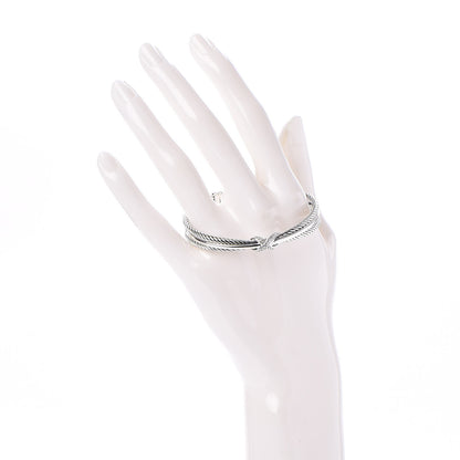 David Yurman Sterling Silver Diamond 7mm X Crossover Cuff 2 of 5