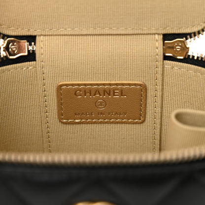 Chanel Lambskin Quilted Mini Pearl Crush Vanity Case With Chain Black 6 of 10