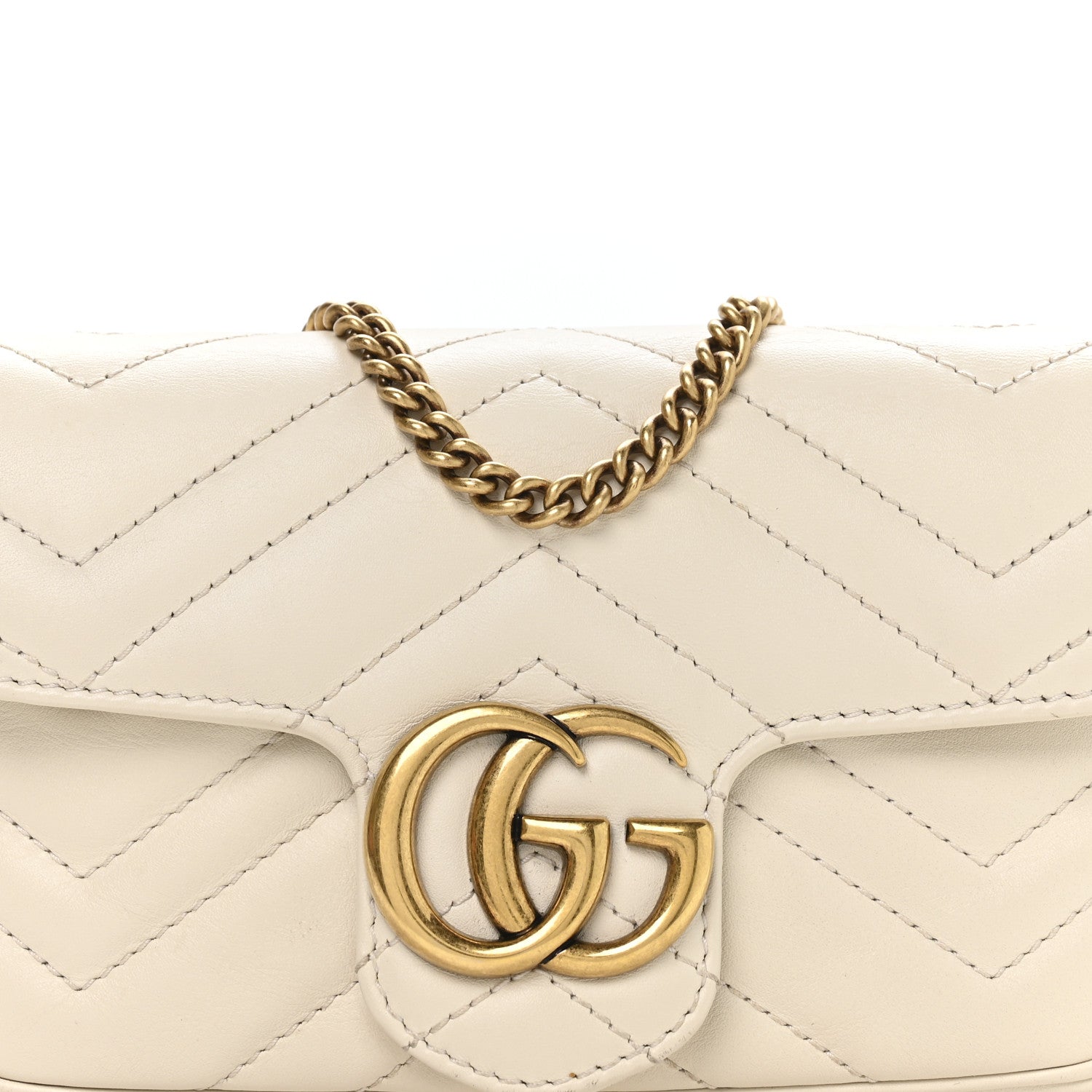 Gucci Calfskin Matelasse Super Mini GG Marmont Shoulder Bag White 8 of 11