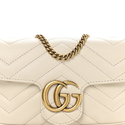 Gucci Calfskin Matelasse Super Mini GG Marmont Shoulder Bag White 8 of 11