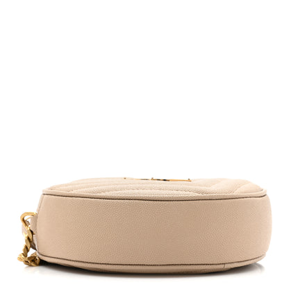Saint Laurent Grain De Poudre Matelasse Chevron Quilted Round Vinyle Camera Bag Dark Beige 4 of 9