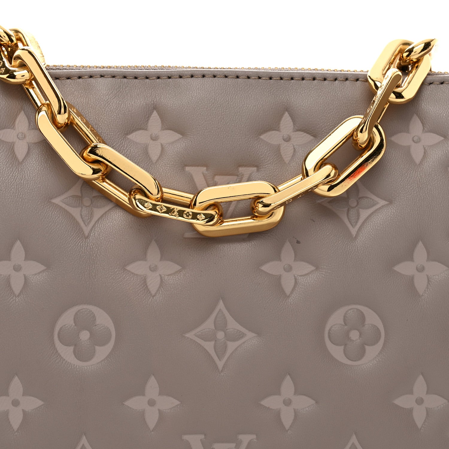 Louis Vuitton Lambskin Embossed Monogram Coussin PM Grey 5 of 10